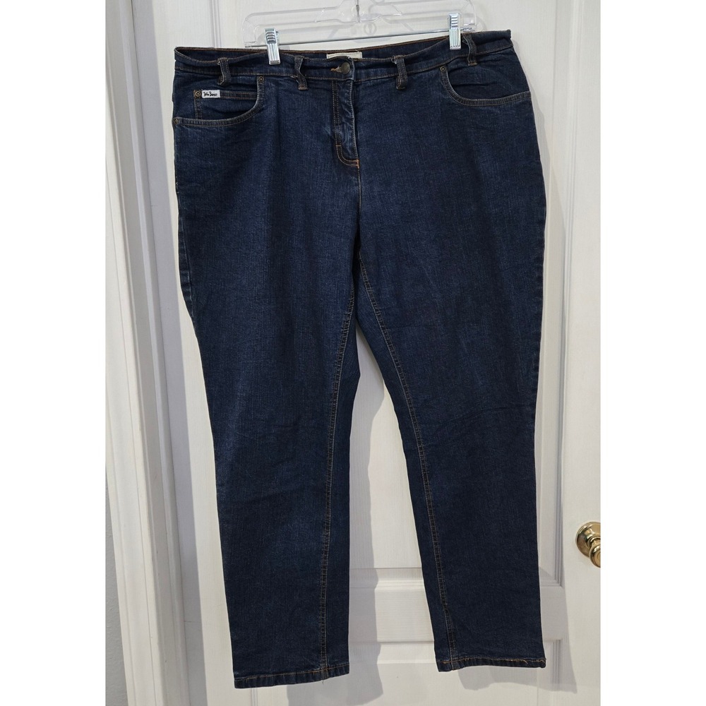 John Baner Jeans Women Size‎ 16 Blue Excellent Straight Leg Dark Wash Stretch